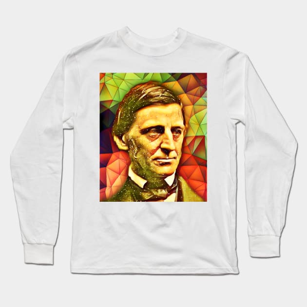 Ralph Waldo Emerson Snow Portrait | Ralph Waldo Emerson Artwork 9 Long Sleeve T-Shirt by JustLit